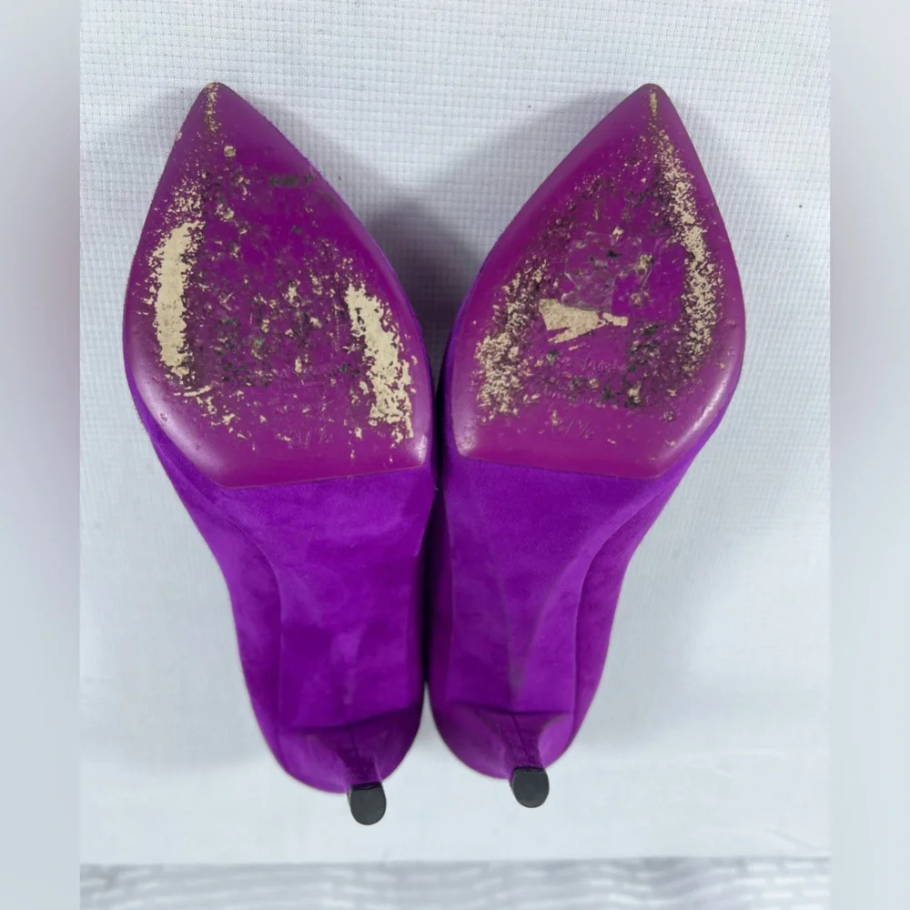 Yves Saint Laurent Rive Gauche Purple Suede Platform Pumps EU 37.5